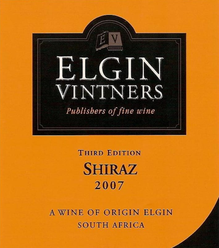 Elgin Vintners Shiraz 2007 Front Label