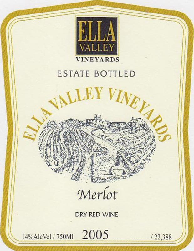 Ella Valley Judean Hills Vineyards Merlot 2005 Front Label