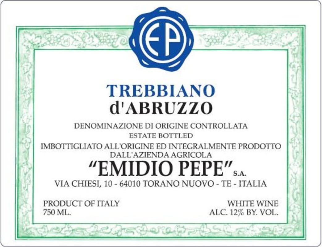 Emidio Pepe Trebbiano d'Abruzzo 2013 Front Label