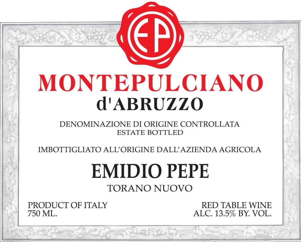 Emidio Pepe Montepulciano d'Abruzzo 2002 Front Label