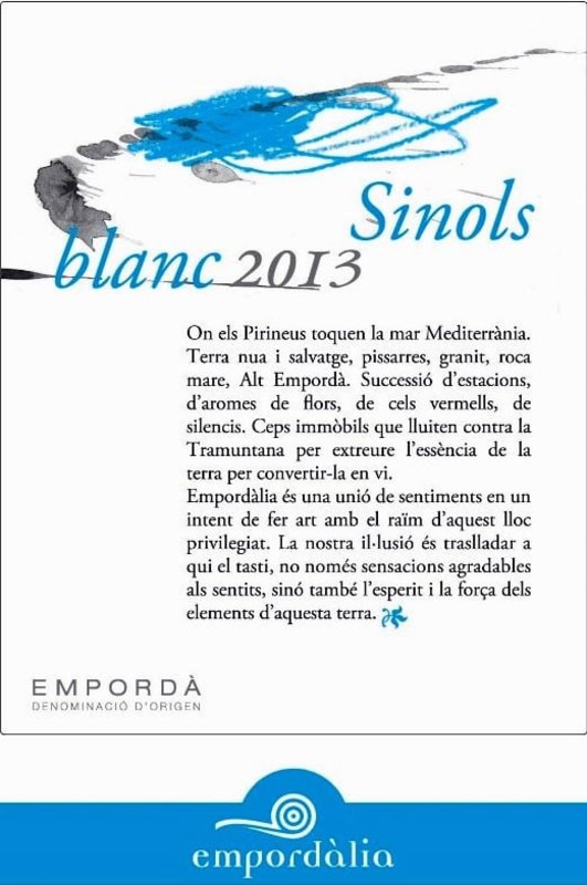 Empordalia Sinols Blanc 2013 Front Label