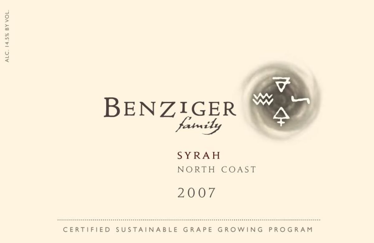 Benziger  Syrah 2007 Front Label