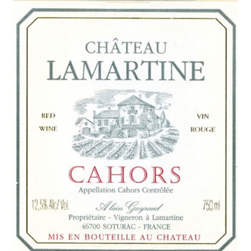 Chateau Lamartine Cahors 2013 Front Label