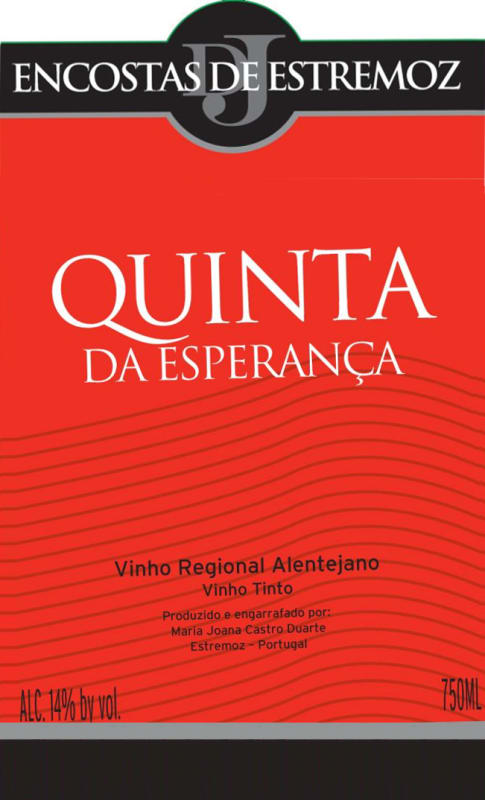 Encostas de Estremoz Quinta da Esperanca 2012 Front Label