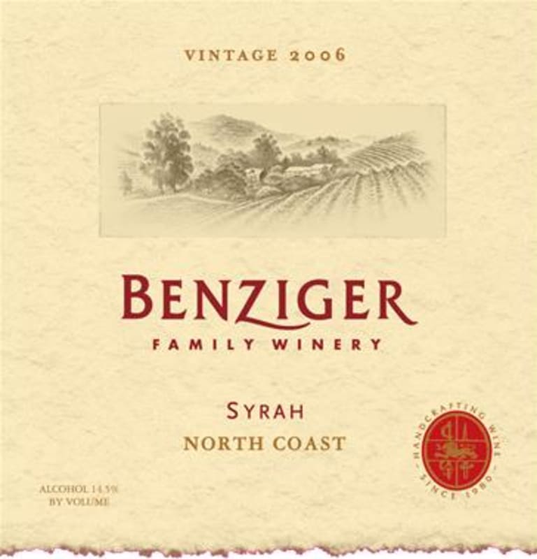 Benziger  Syrah 2006 Front Label