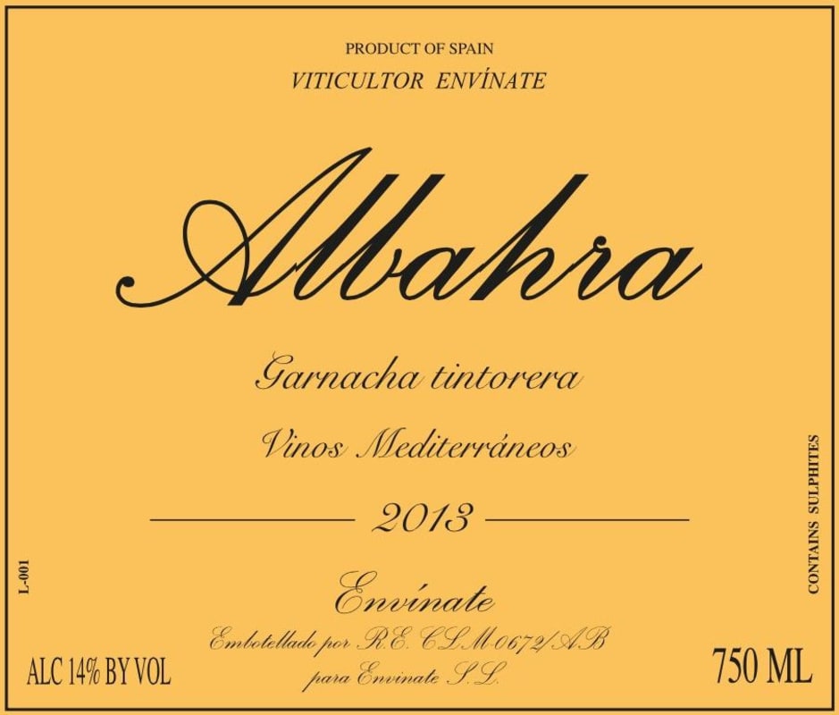 Envinate Albahra Tintorera Garnacha 2013 Front Label