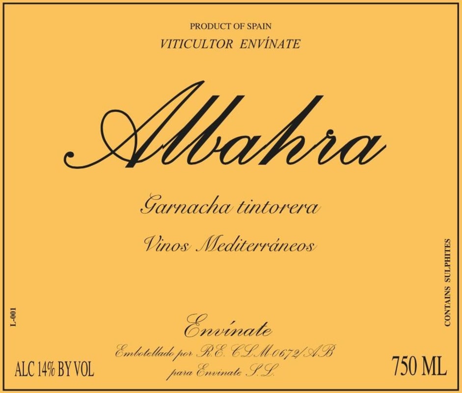 Envinate Albahra Tintorera Garnacha 2014 Front Label