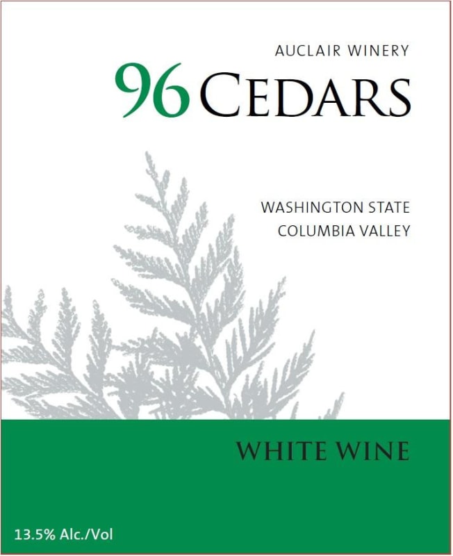 Auclair Winery 96 Cedars White Blend 2013 Front Label