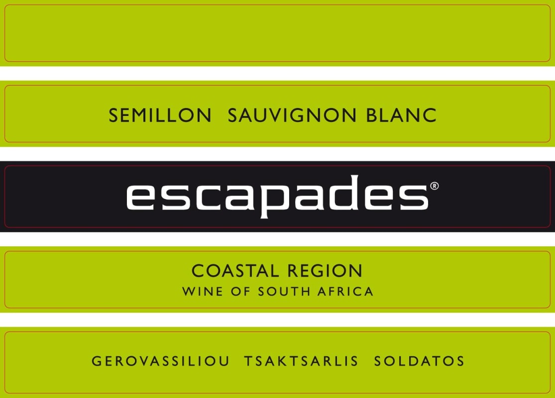 Escapade Winery Semillon Sauvignon Blanc 2013 Front Label