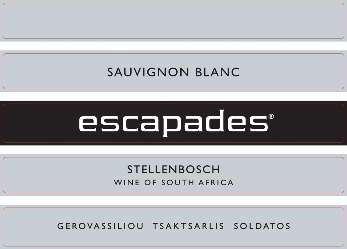 Escapade Winery Sauvignon Blanc 2016 Front Label