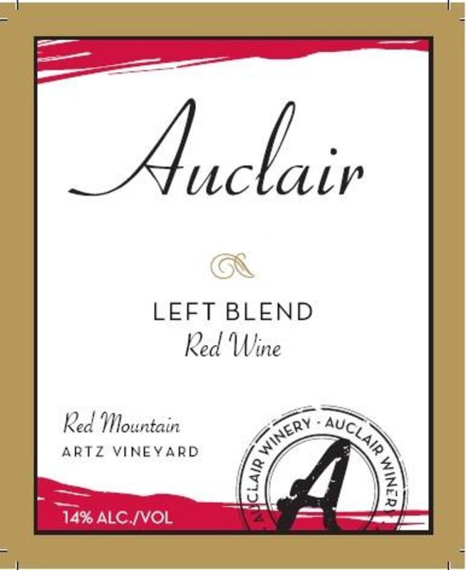 Auclair Winery Left Blend Artz Vineyard 2010 Front Label