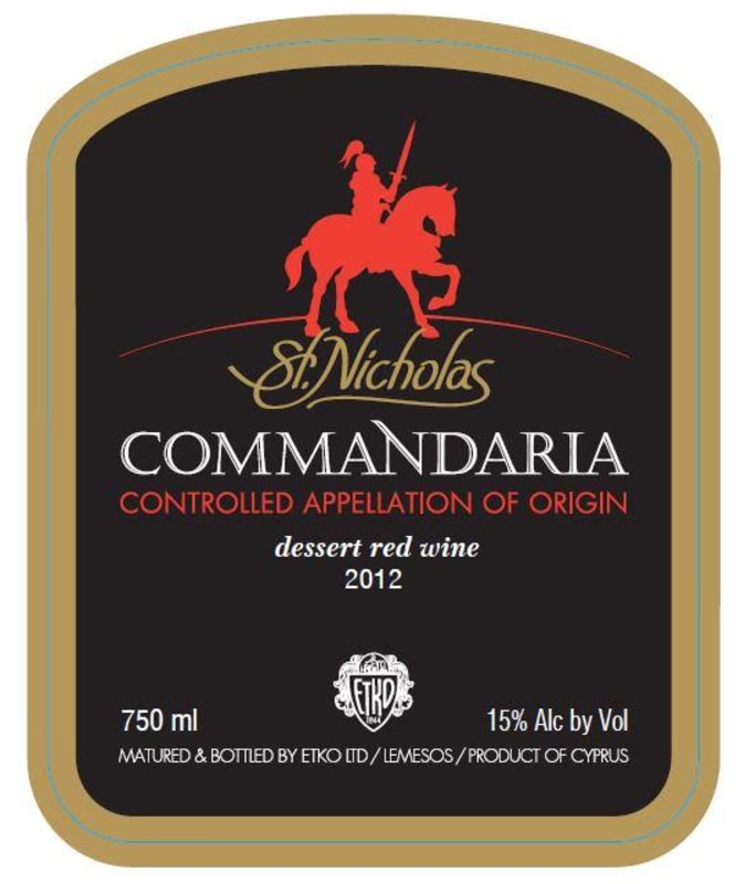 Etko Winery St. Nicholas Commandaria 2012 Front Label