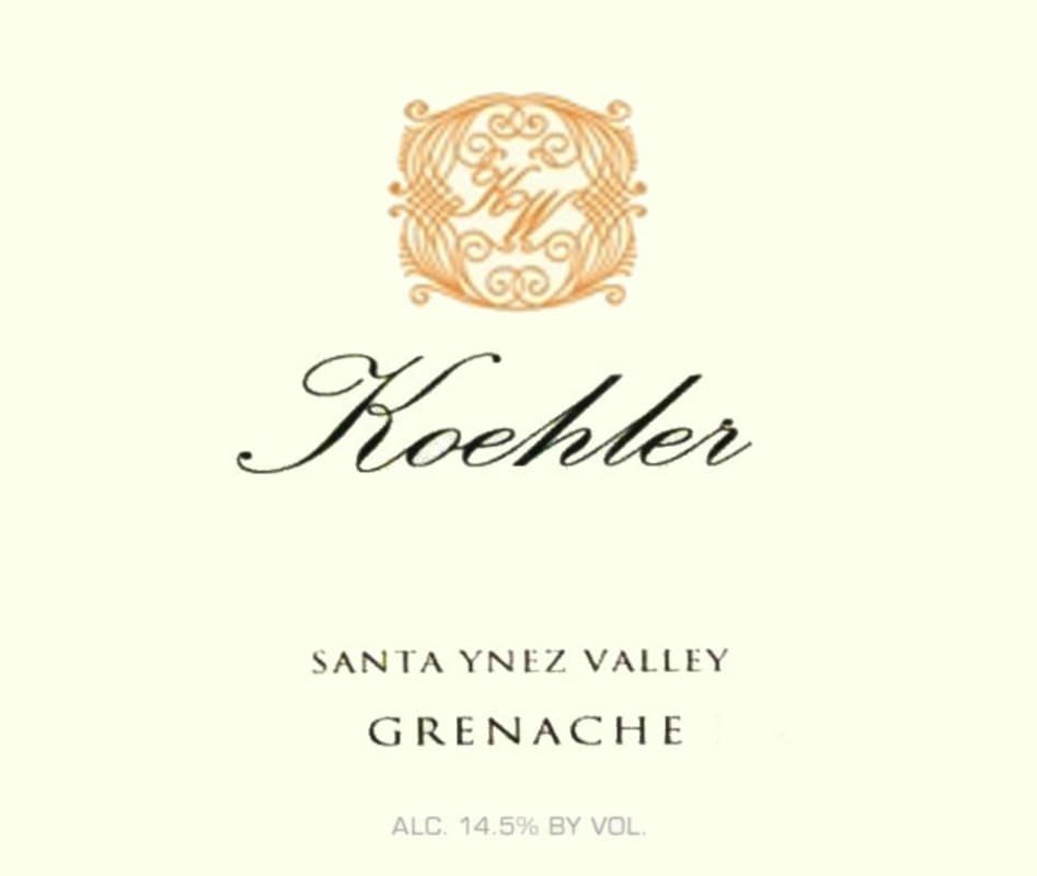 Koehler Winery Santa Ynez Valley Grenache 2011 Front Label