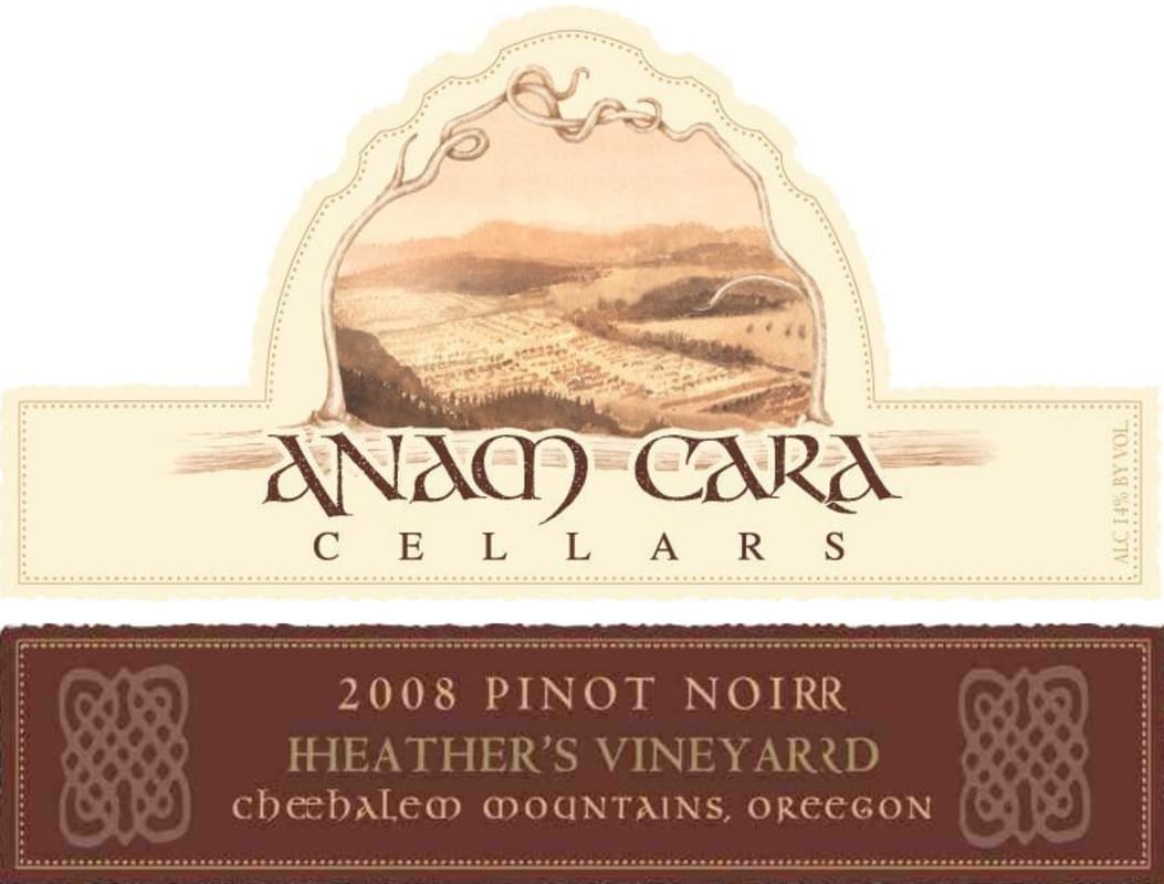 Anam Cara Heather's Vineyard Pinot Noir 2008 Front Label