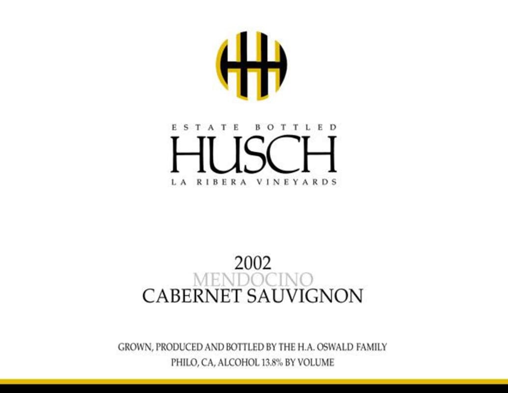 Husch La Ribera Vineyards Cabernet Sauvignon 2002 Front Label