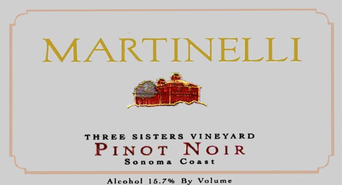 Martinelli Three Sisters Vineyard Pinot Noir 2003 Front Label