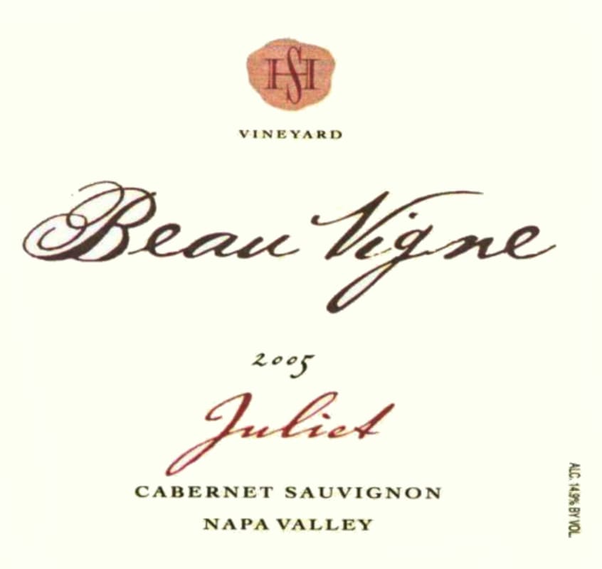 Beau Vigne Juliet Cabernet Sauvignon 2005 Front Label