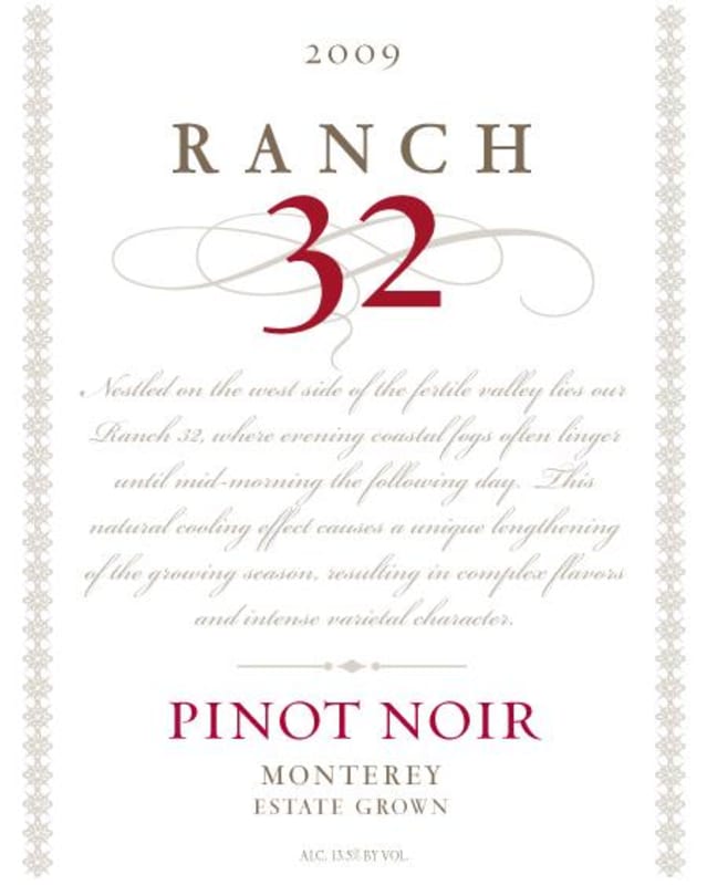 Ranch 32 Wines Estate Grown Pinot Noir 2009 Front Label