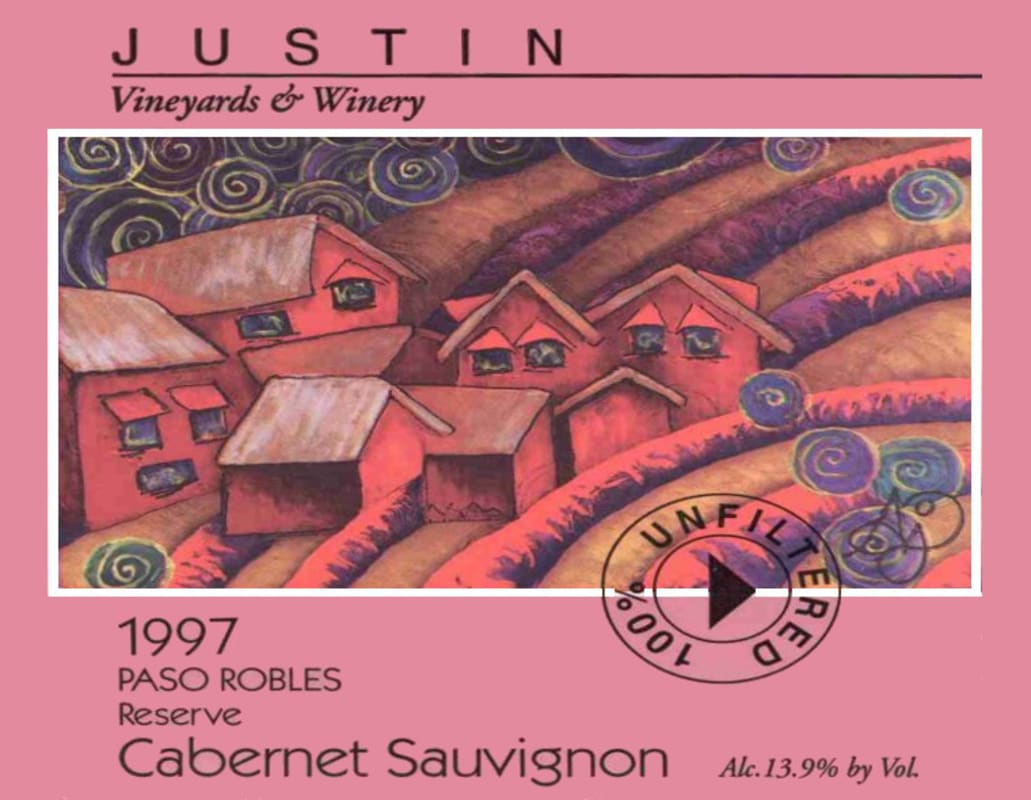 Justin Reserve Cabernet Sauvignon 1997 Front Label