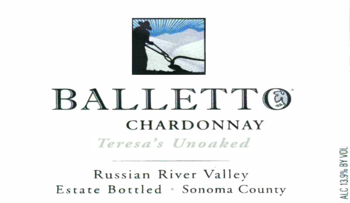 Balletto Winery Teresa's Unoaked Chardonnay 2011 Front Label