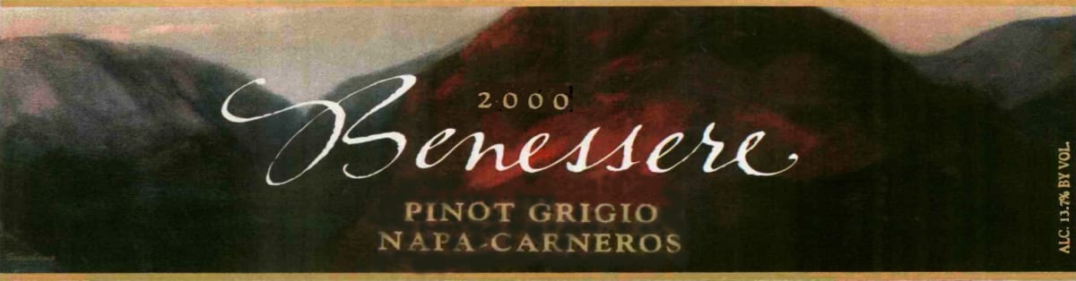 Benessere Carneros Pinot Grigio 2000 Front Label