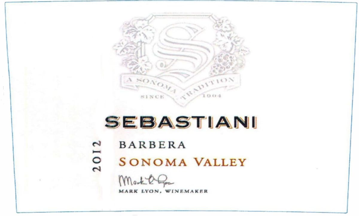 Sebastiani Barbera 2012 Front Label