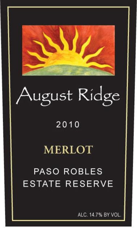 August Ridge Vineyards Merlot Reserve 2010 Front Label
