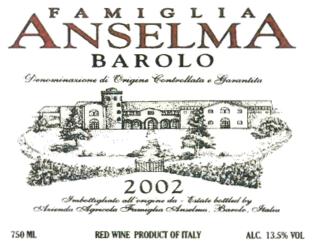Famiglia Anselma Barolo 2002 Front Label