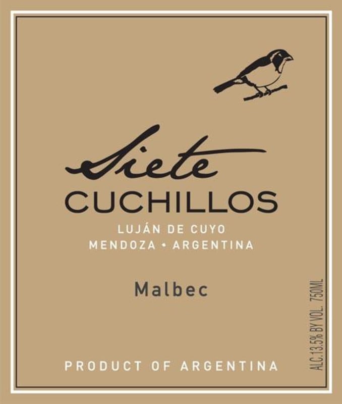 Familia Cassone Siete Cuchillos Malbec 2015 Front Label