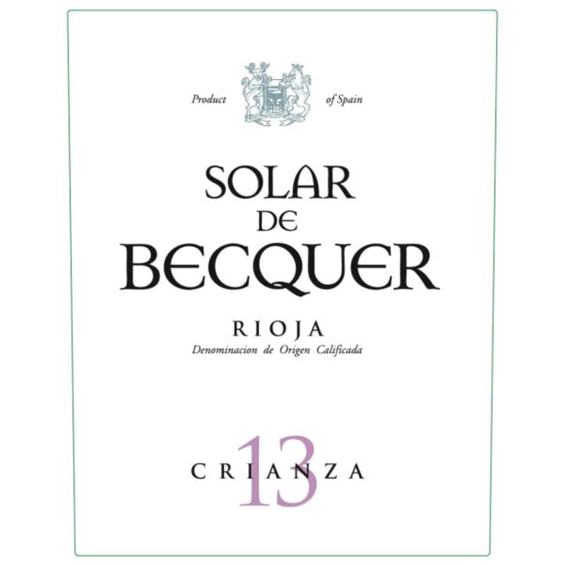 Familia Escudero Solar de Becquer Crianza 2013 Front Label