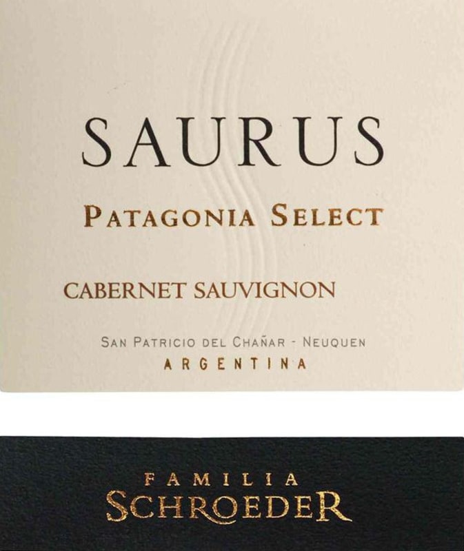 Familia Schroeder Saurus Patagonia Select Cabernet Sauvignon 2012 Front Label