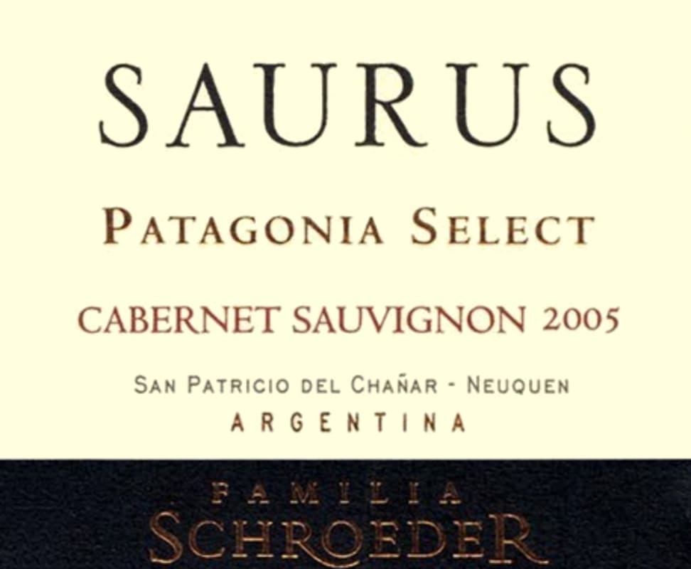Familia Schroeder Saurus Cabernet Sauvignon 2005 Front Label