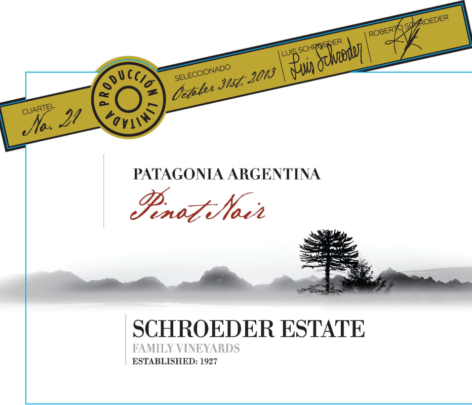 Familia Schroeder Estate Pinot Noir 2014 Front Label