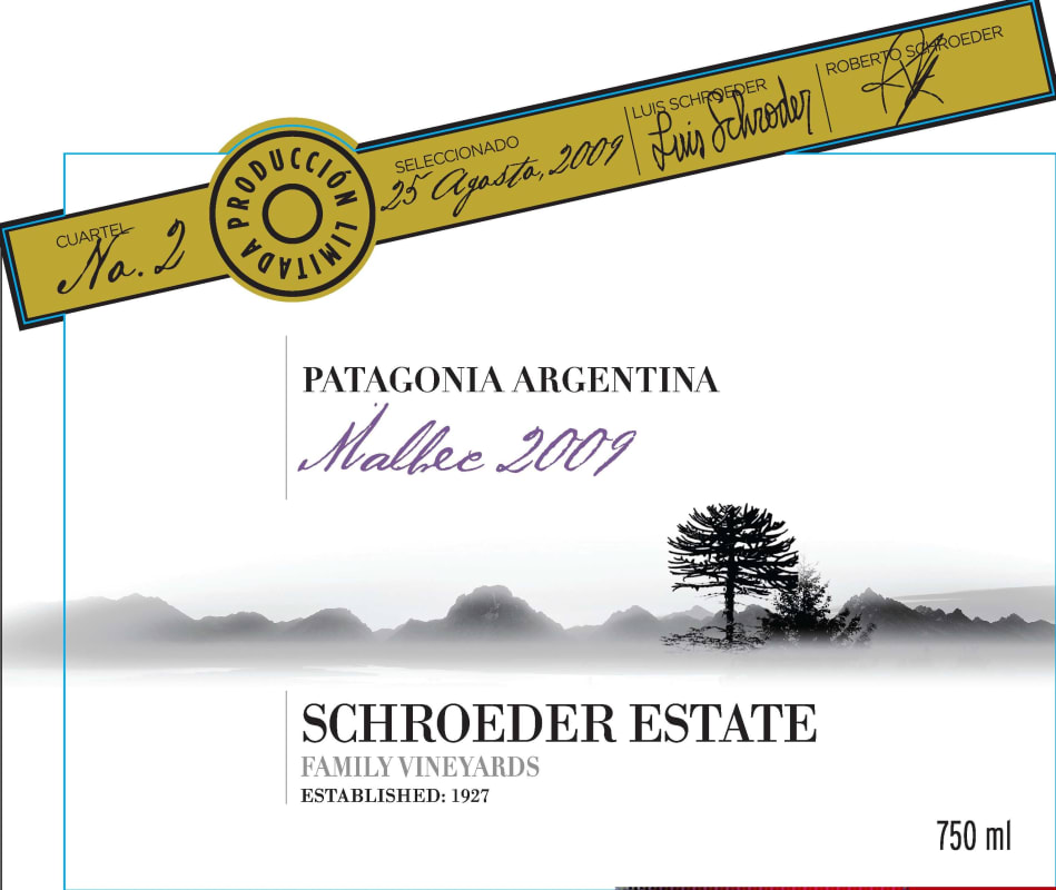 Familia Schroeder Estate Malbec 2009 Front Label