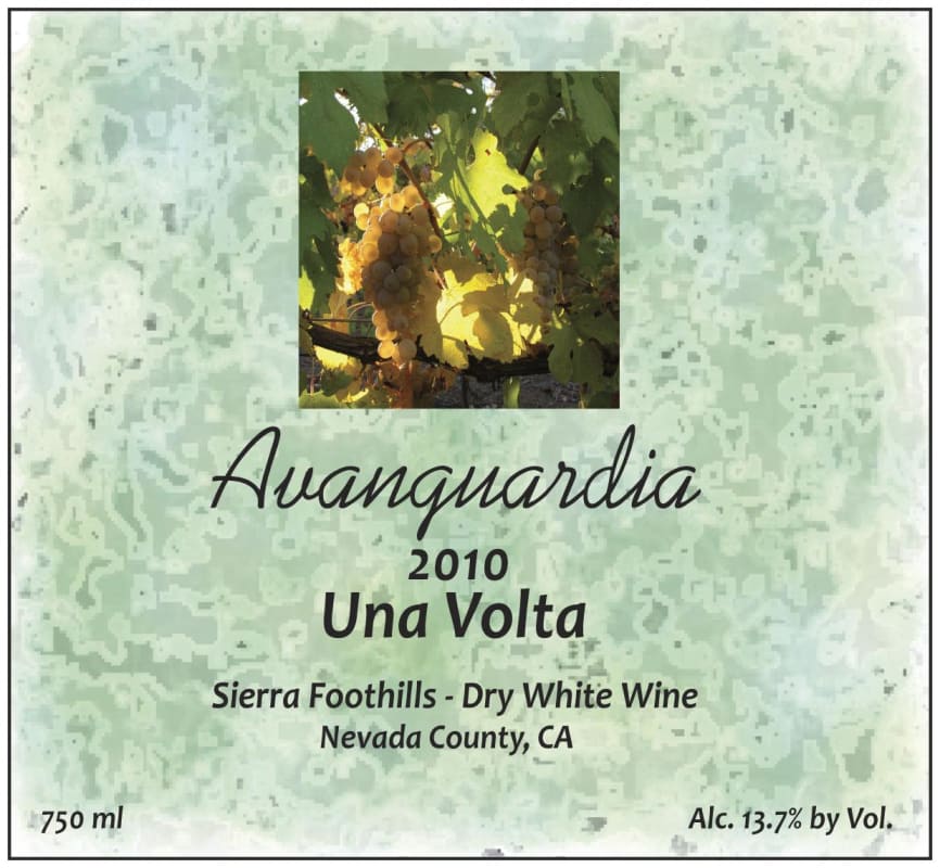 Avanguardia Wines Una Volta White 2010 Front Label