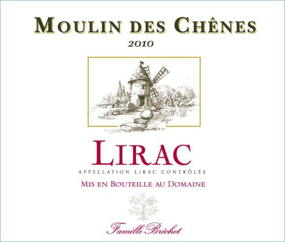 Chateau de Vaudieu Lirac Moulin des Chenes 2010 Front Label