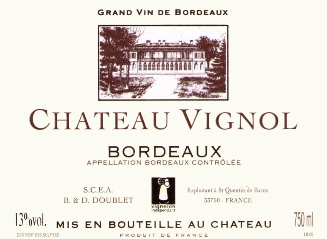 Famille Doublet Chateau Vignol 2008 Front Label