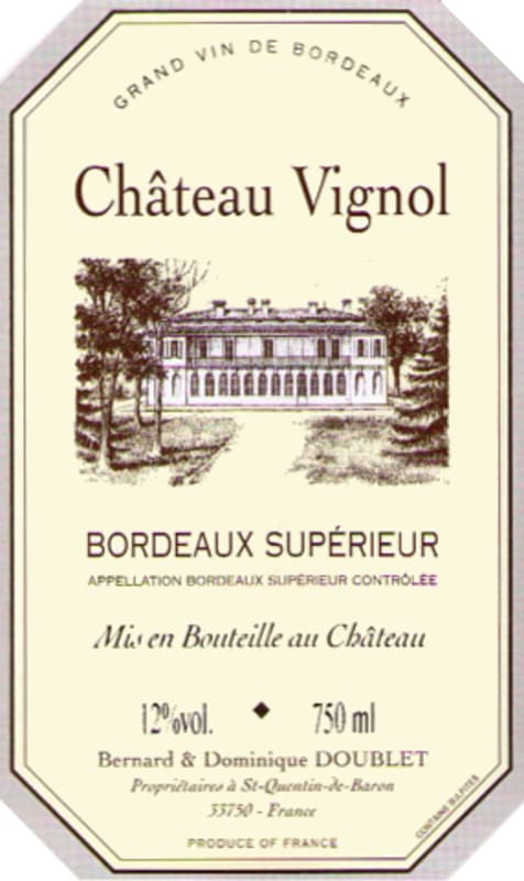Famille Doublet Chateau Vignol Rouge 2005 Front Label