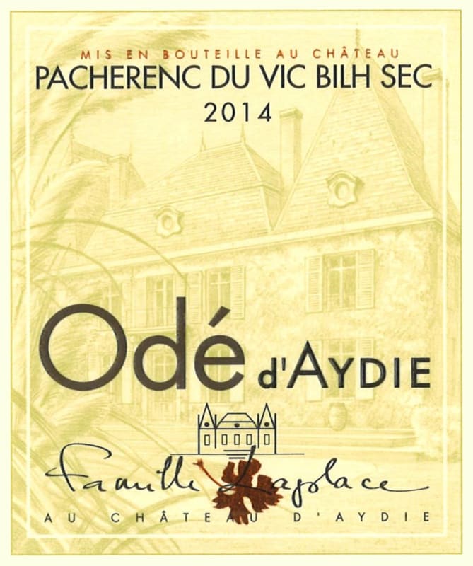 Famille Laplace Chateau d'Aydie Ode d'Aydie Blanc 2014 Front Label