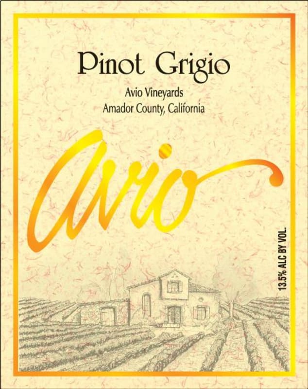 Avio Vineyards Pinot Grigio 2012 Front Label