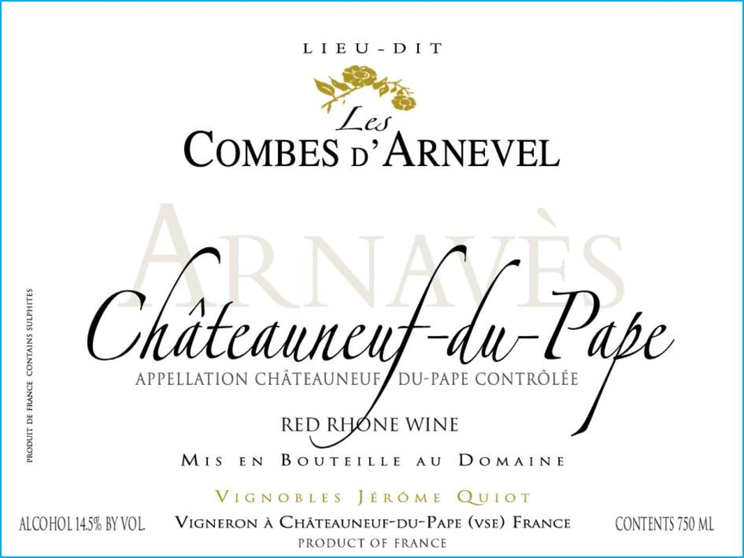 Famille Quiot Chateauneuf-du-Pape Les Combes d'Arnevels 2012 Front Label