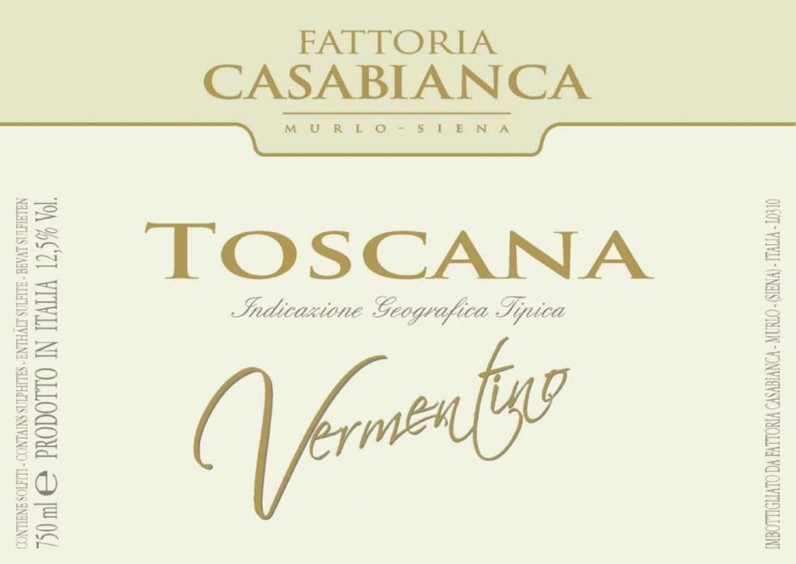 Fattoria Casabianca Toscana Vermentino 2015 Front Label