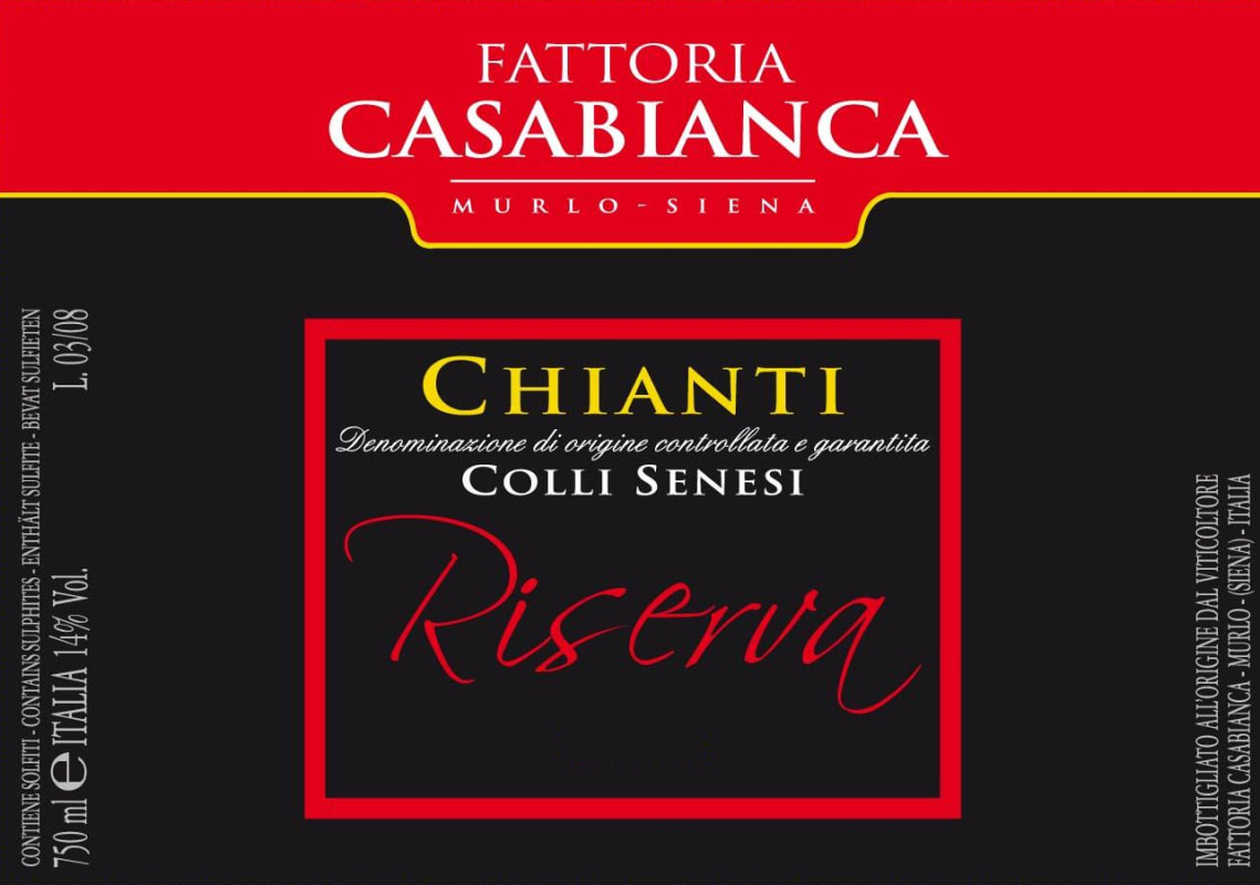 Fattoria Casabianca Chianti Colli Senesi Riserva 2013 Front Label