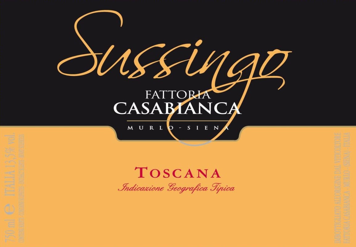 Fattoria Casabianca Toscana Sussingo 2013 Front Label