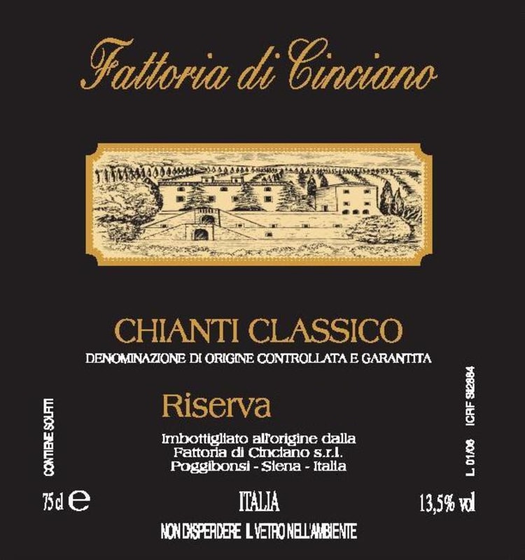 Fattoria Cinciano Chianti Classico Riserva 2007 Front Label