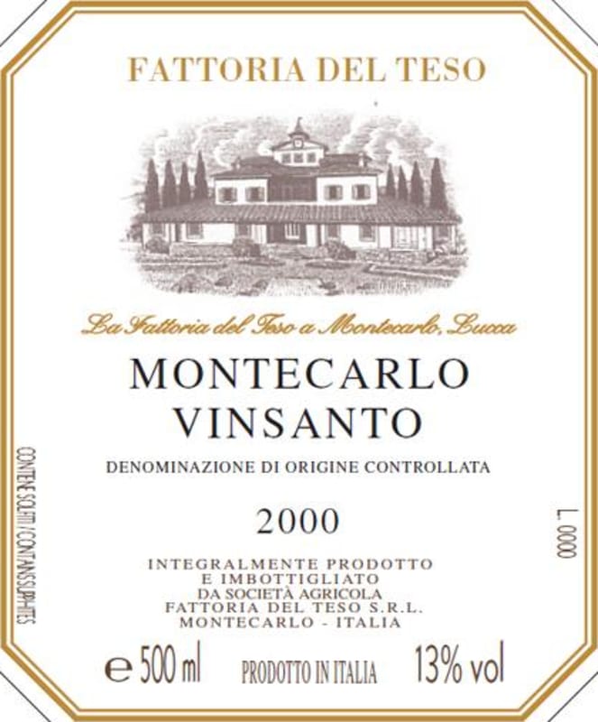 Fattoria del Teso Montecarlo Vin Santo 2000 Front Label