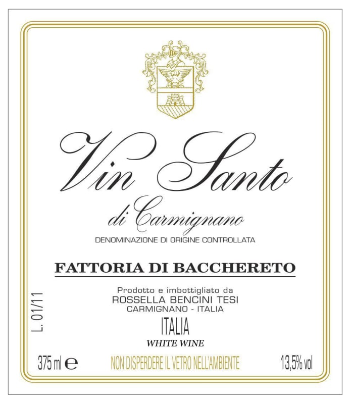 Fattoria di Bacchereto Vin Santo di Carmignano Terre a Mano 2003 Front Label