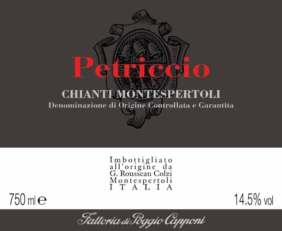 Fattoria di Poggio Capponi Chianti Montespertoli Petriccio 2012 Front Label