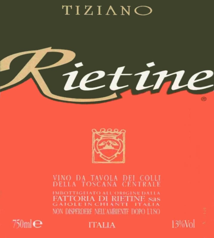 Fattoria di Rietine Colli della Toscana Centrale Tiziano 2009 Front Label