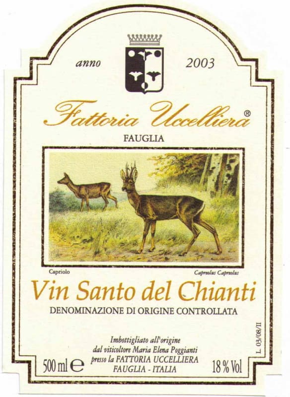 Fattoria Uccelliera Vin Santo del Chianti 2003 Front Label